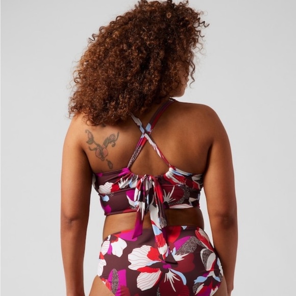 Athleta Plunge Bikini Top D-DD NWT high waist bottom medium hero bloom 2 piece - Picture 5 of 13